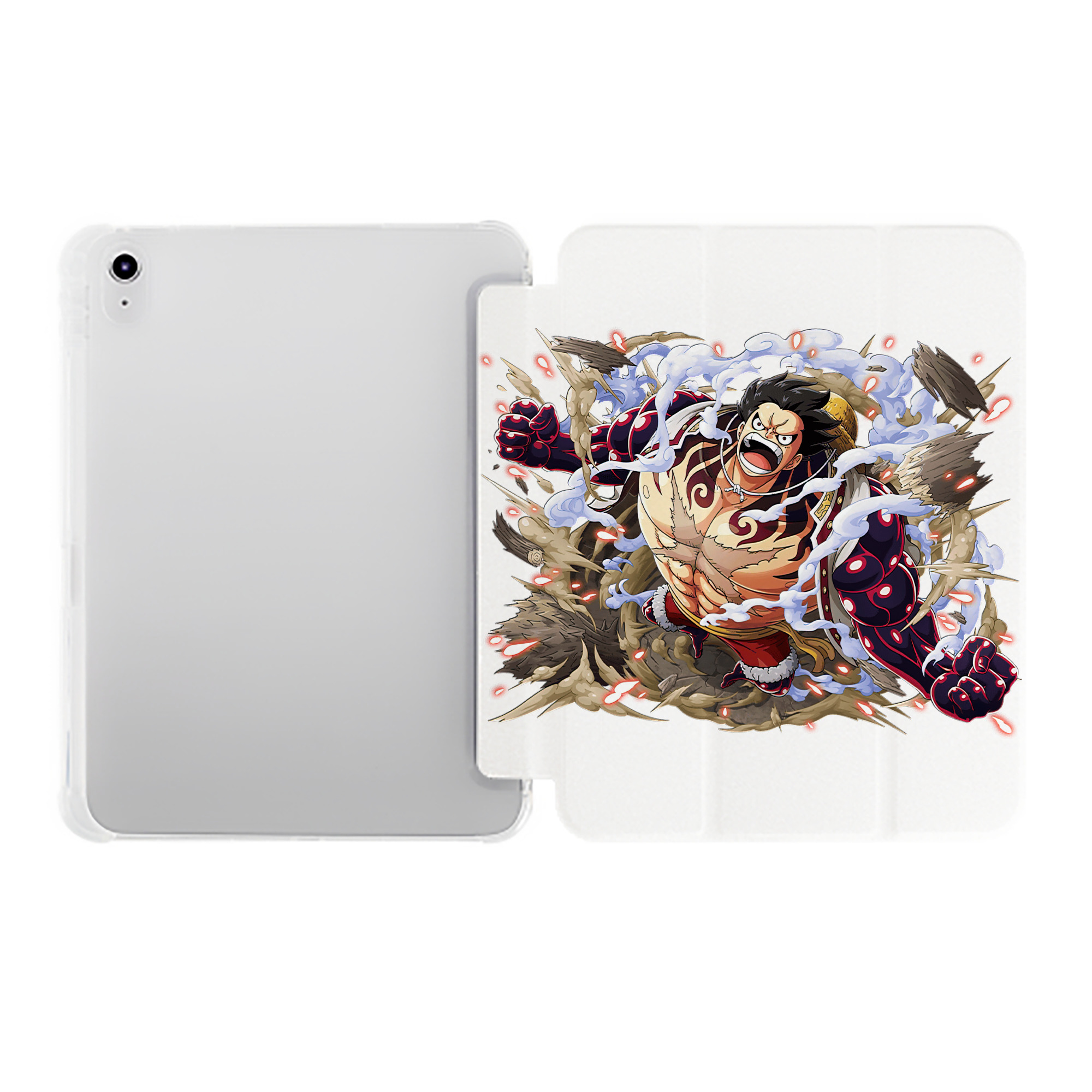 （画像用） ワンピース モンキー・D・ルフィ ONE PIECE Monkey D. Luffy IPad ケース ペン収納付き 三つ折りスタンド PUレザー×シリコン 対応機種9.5/10.5/10.9インチ
